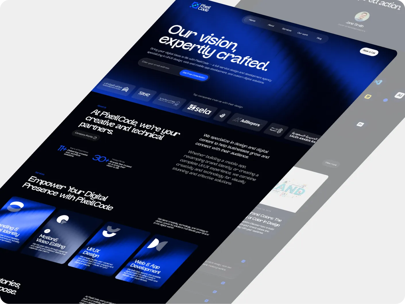 PixellCode — Digital product agency website hero design
